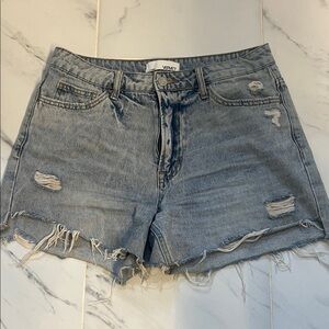 VERVET BY FLYING MONKEY Light Blue Distressed Denim Cutoff Shorts